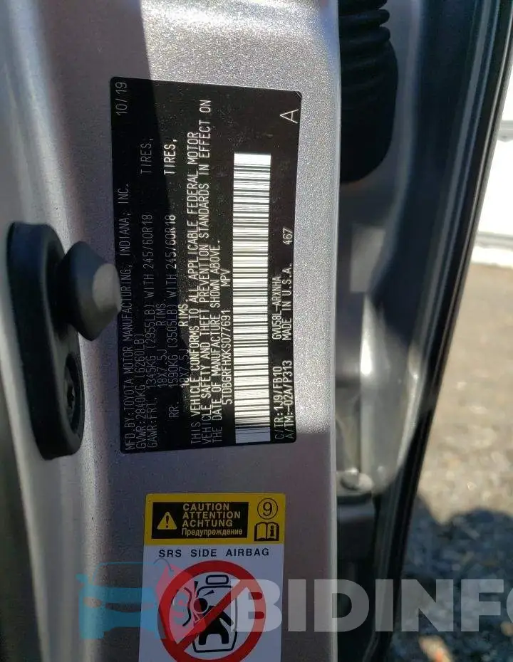 5TDBGRFHXKS077691 Photo# 13