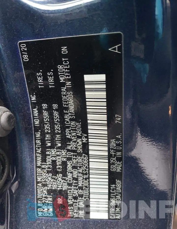 5TDDZ3DC1LS250667 Photo# 14