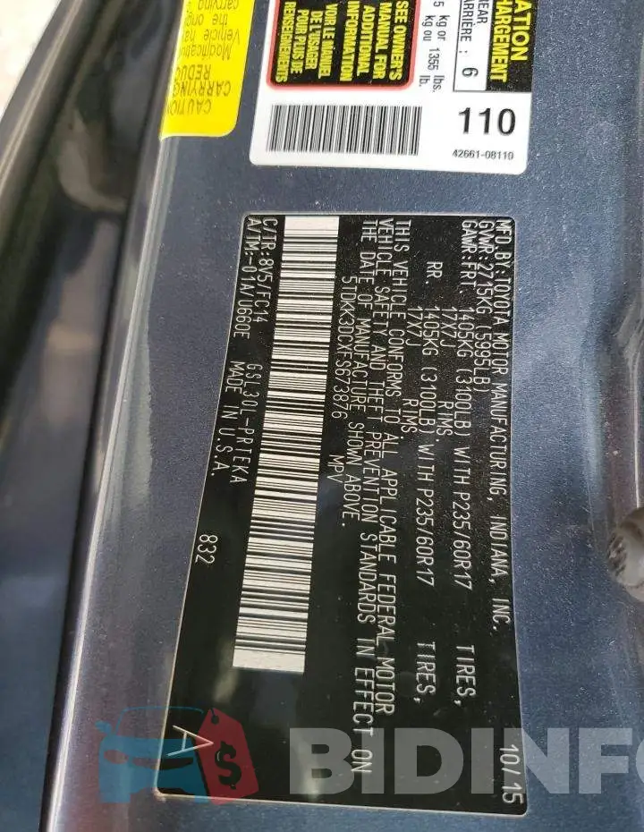 5TDKK3DCXFS673876 Photo# 13