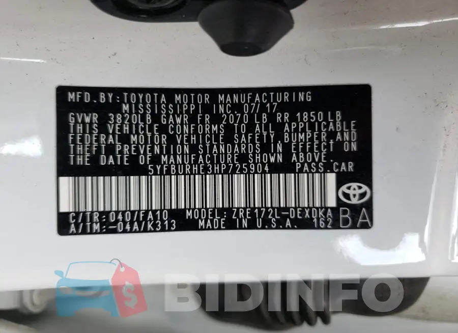 5YFBURHE3HP725904 Photo# 12