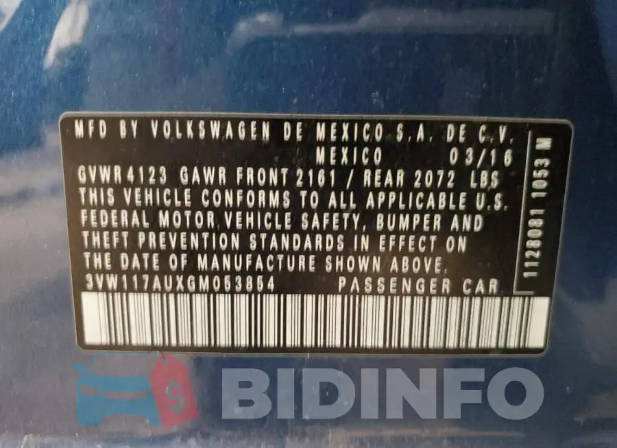 3VW117AUXGM053854 Photo# 12