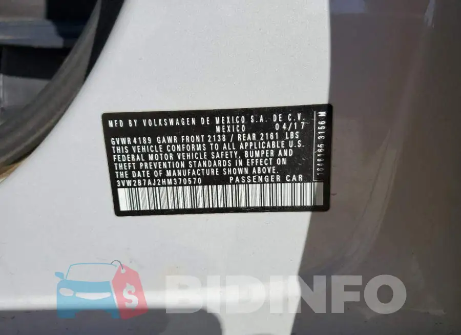3VW2B7AJ2HM370570 Photo# 12