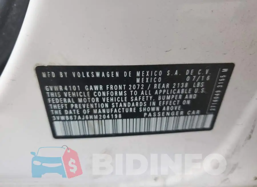 3VWB67AJ6HM204198 Photo# 12