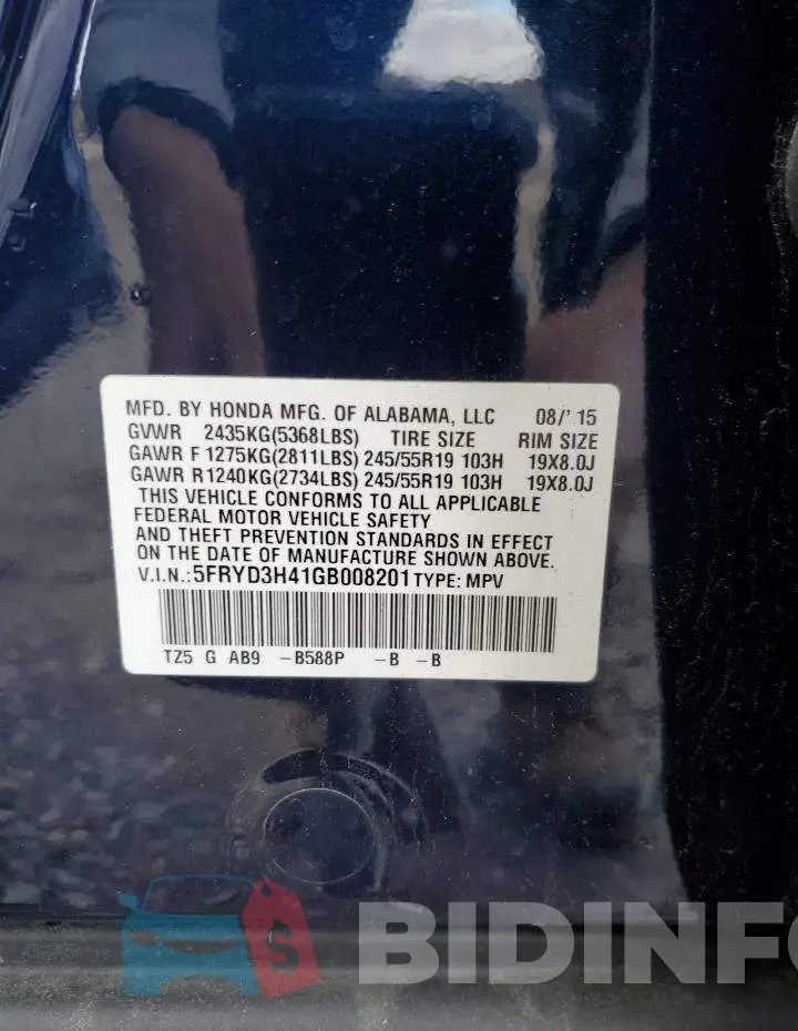 5FRYD3H41GB008201 Photo# 14
