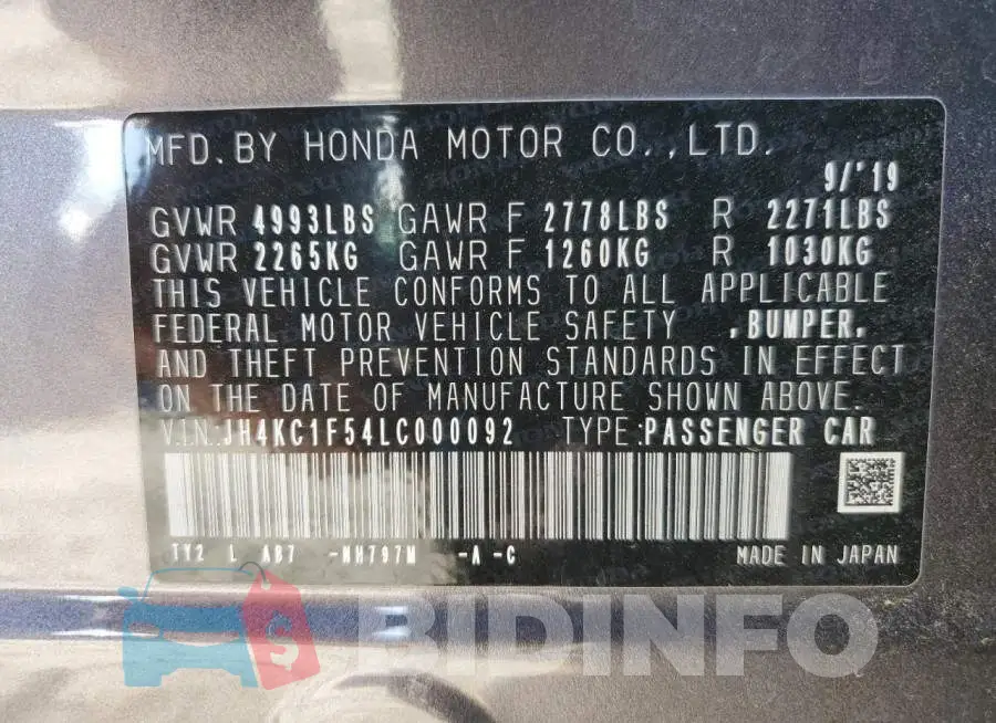 JH4KC1F54LC000092 Photo# 12