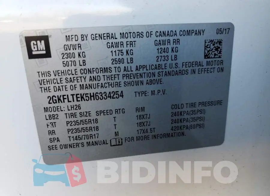 2GKFLTEK5H6334254 Photo# 13
