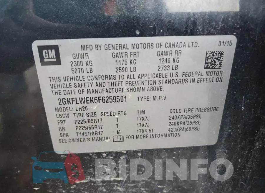 2GKFLWEK6F6259501 Photo# 14