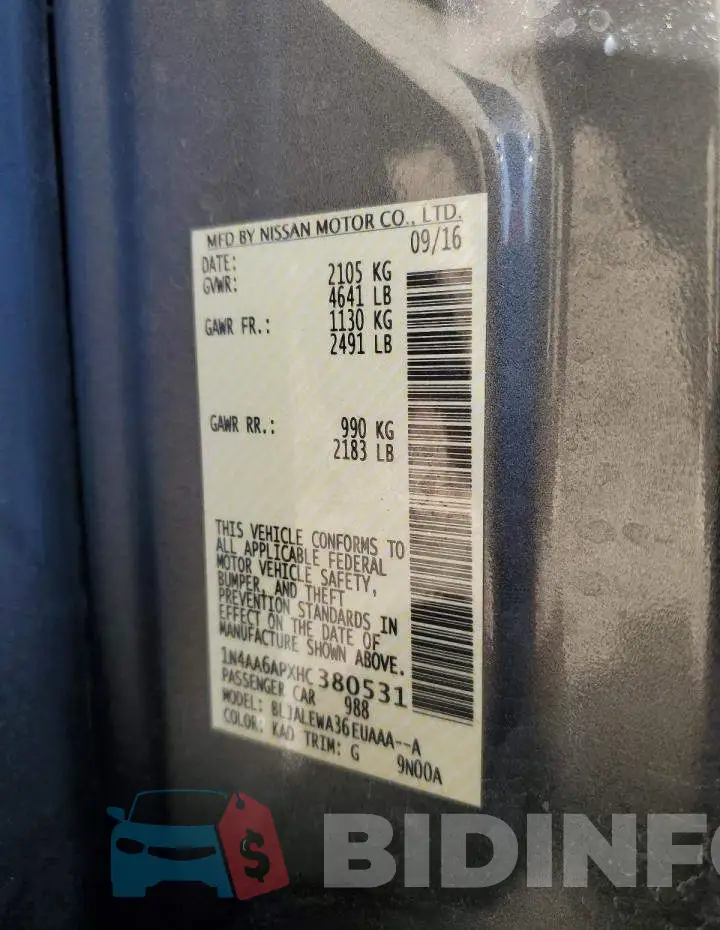 1N4AA6APXHC380531 Photo# 13