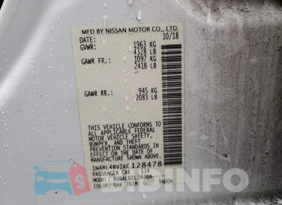 1N4BL4BV1KC128478 Photo# 12