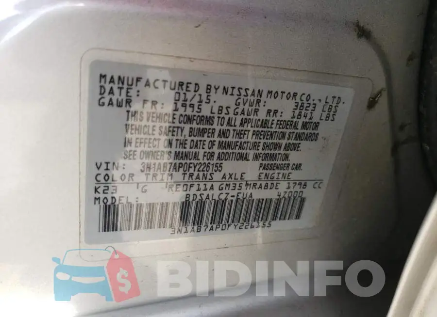 3N1AB7AP0FY226155 Photo# 12