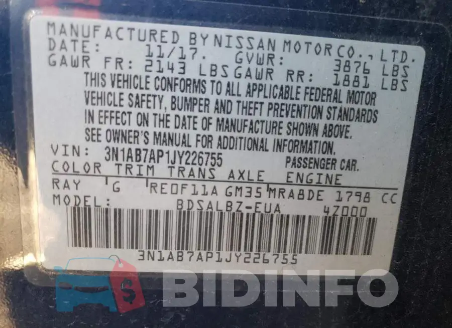 3N1AB7AP1JY226755 Photo# 13