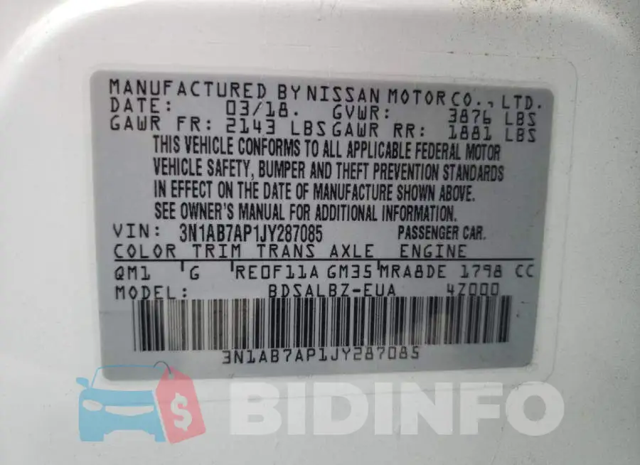 3N1AB7AP1JY287085 Photo# 12
