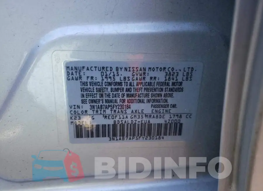 3N1AB7AP5FY230184 Photo# 12