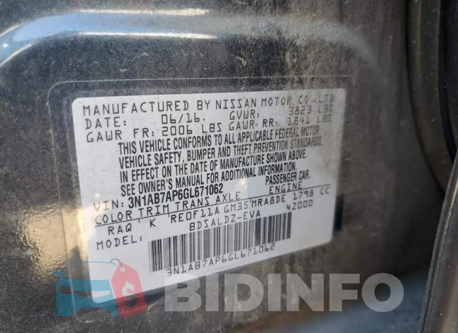 3N1AB7AP6GL671062 Photo# 13