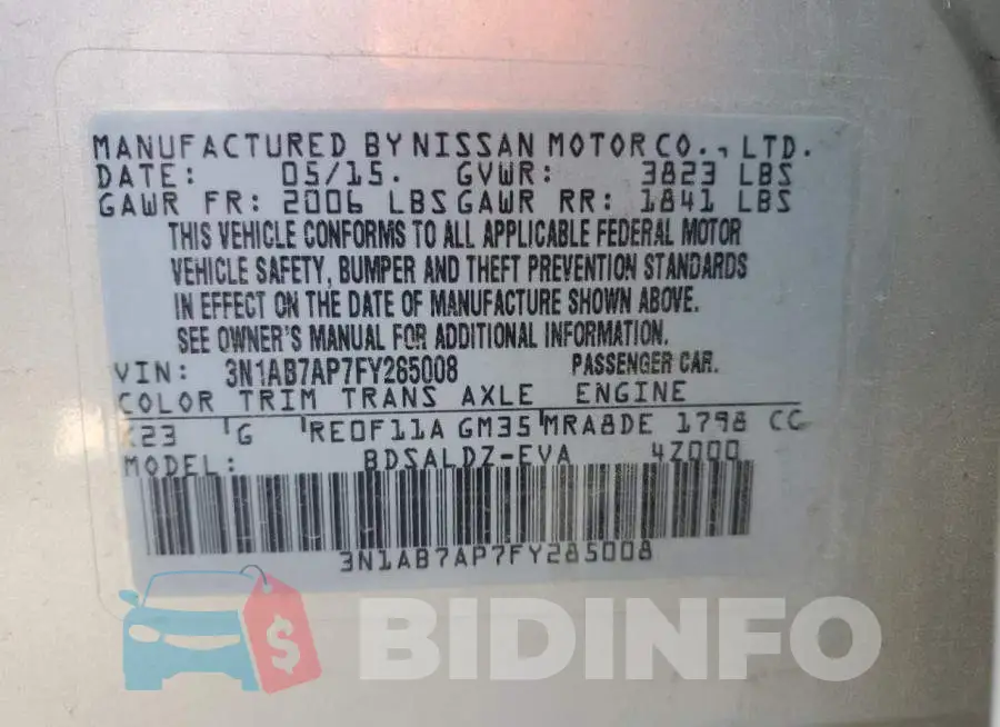 3N1AB7AP7FY285008 Photo# 13