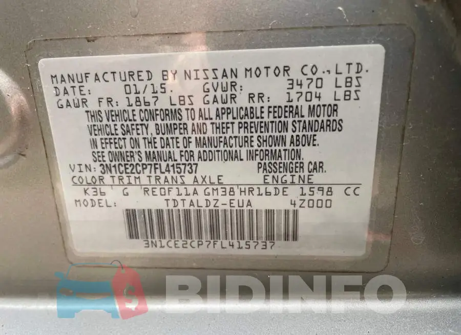3N1CE2CP7FL415737 Photo# 10