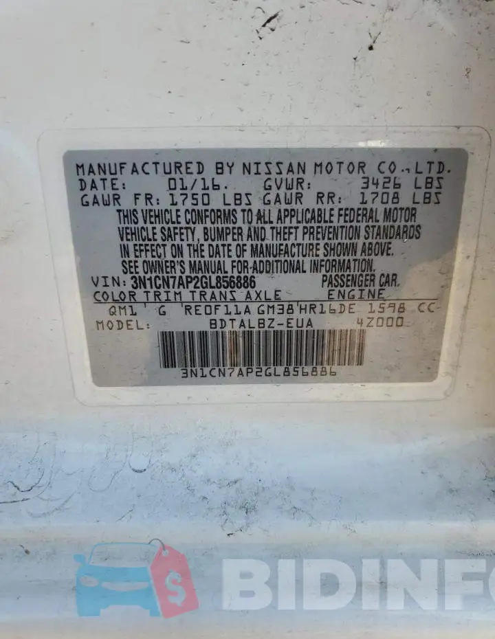 3N1CN7AP2GL856886 Photo# 12