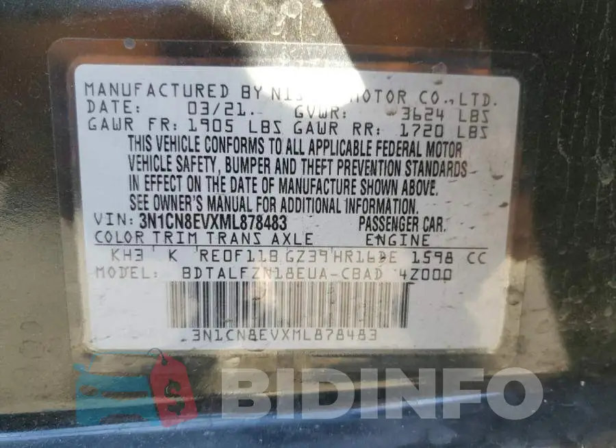 3N1CN8EVXML878483 Photo# 12
