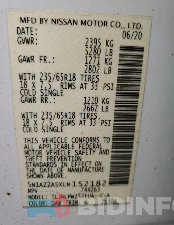5N1AZ2ASXLN152182 Photo# 14