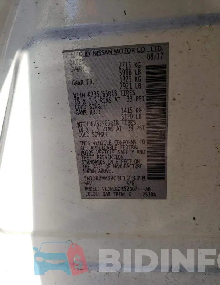 5N1DR2MM8HC912378 Photo# 12