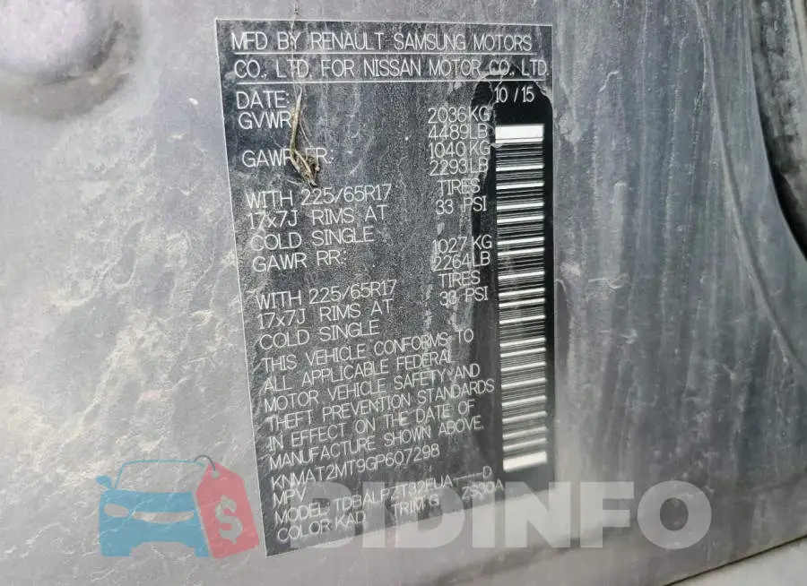 KNMAT2MT9GP607298 Photo# 13