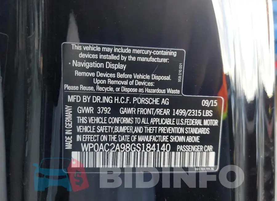 WP0AC2A98GS184140 Photo# 13