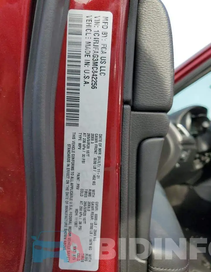 1C4RJFAG3MC842256 Photo# 14