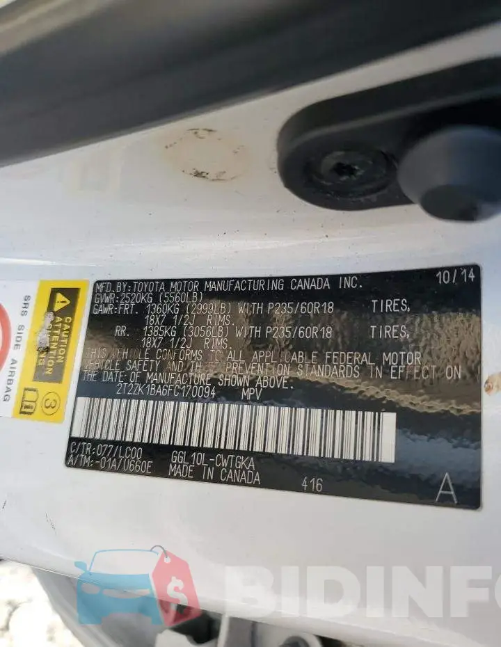 2T2ZK1BA6FC170094 Photo# 13