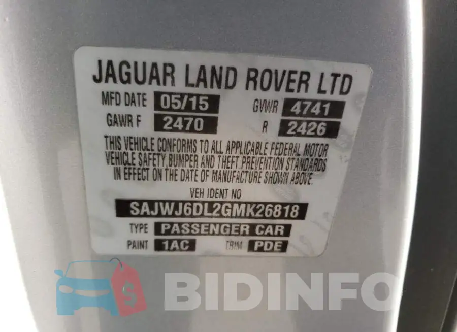 SAJWJ6DL2GMK26818 Photo# 12