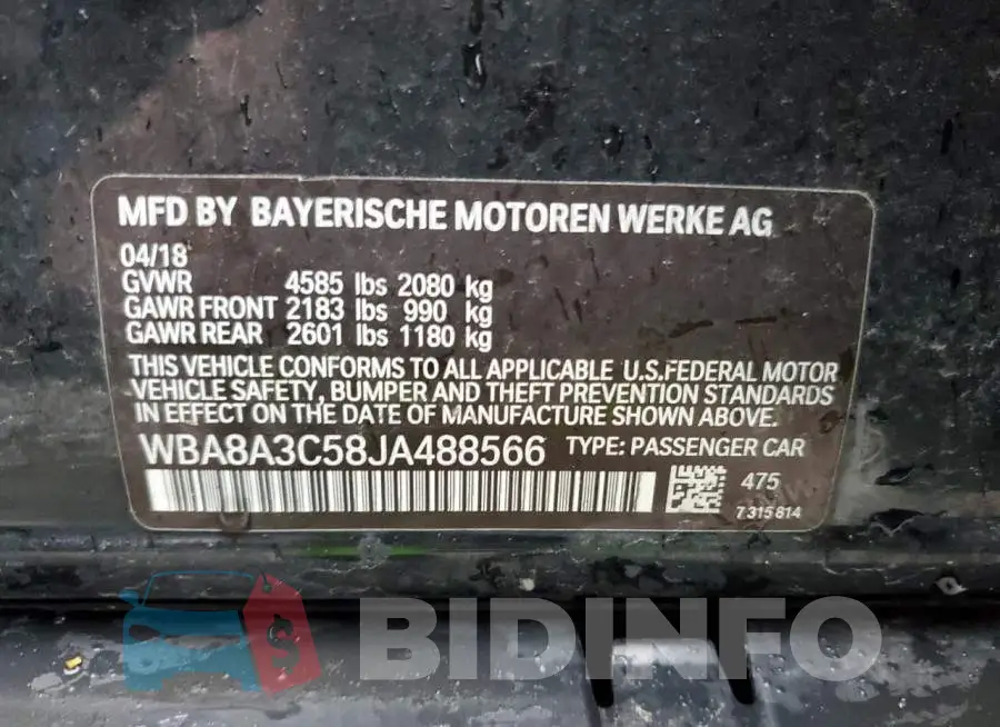 WBA8A3C58JA488566 Photo# 12