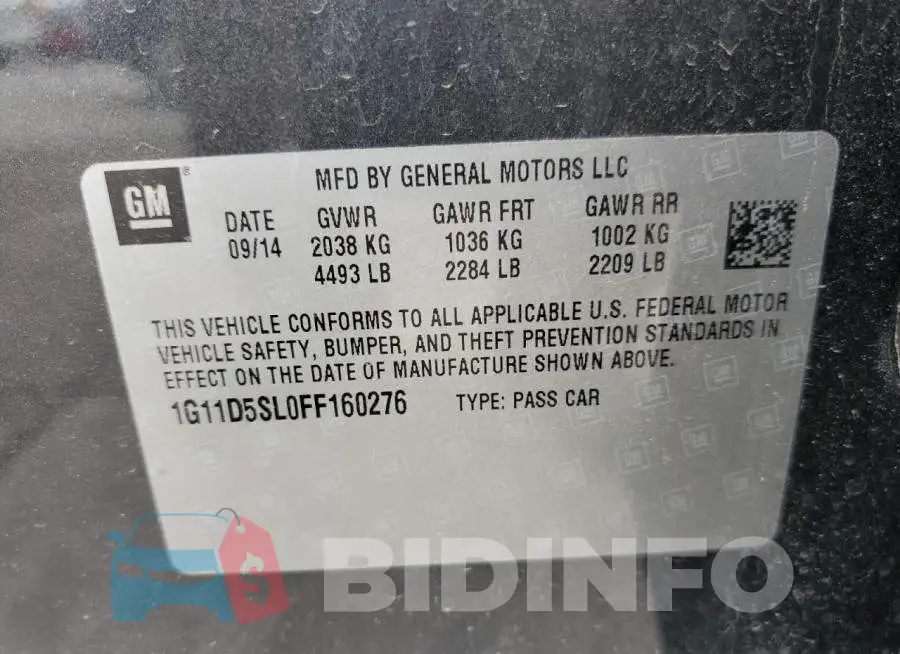 1G11D5SL0FF160276 Photo# 12
