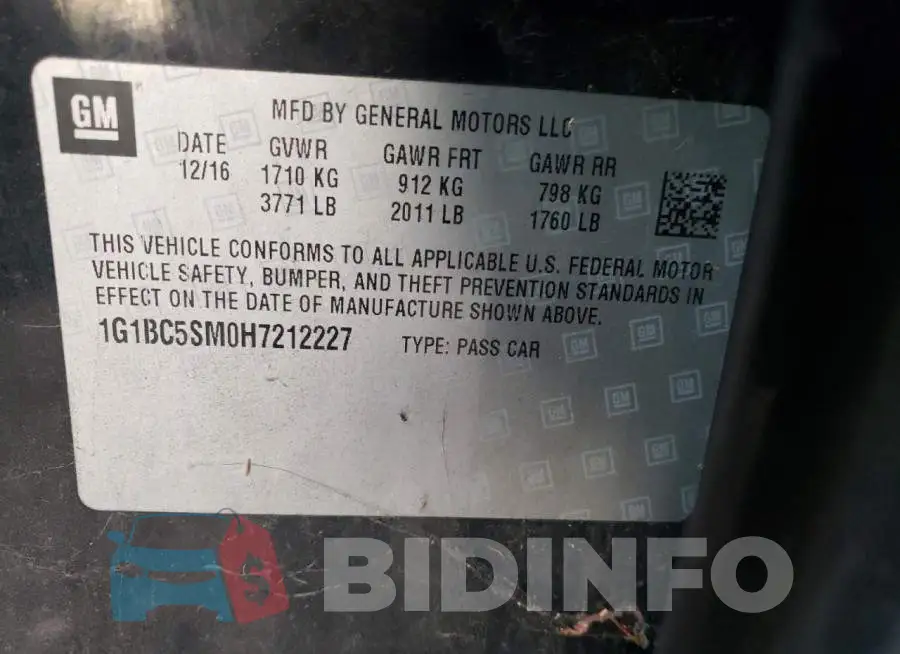 1G1BC5SM0H7212227 Photo# 12