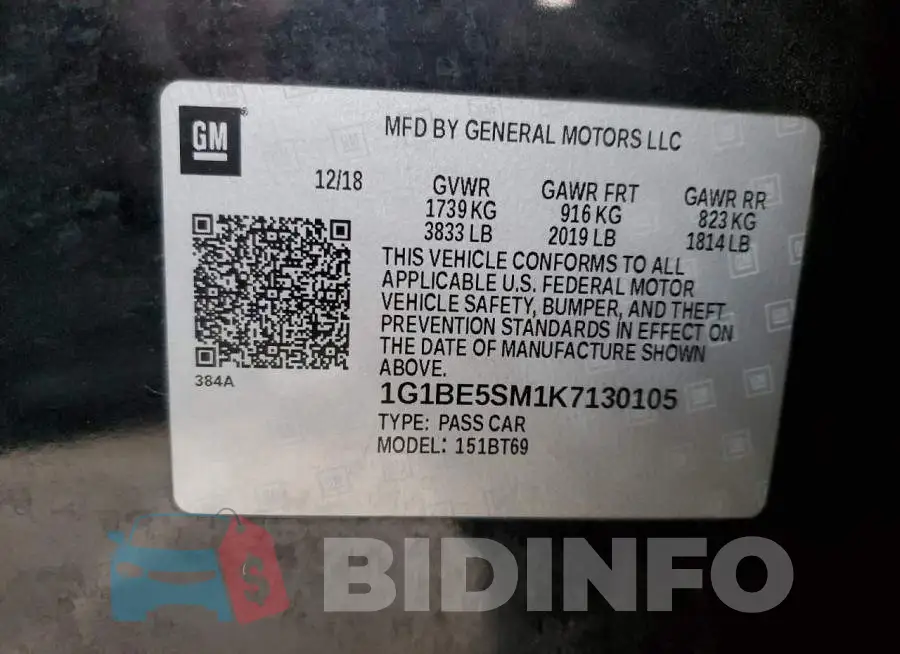1G1BE5SM1K7130105 Photo# 13