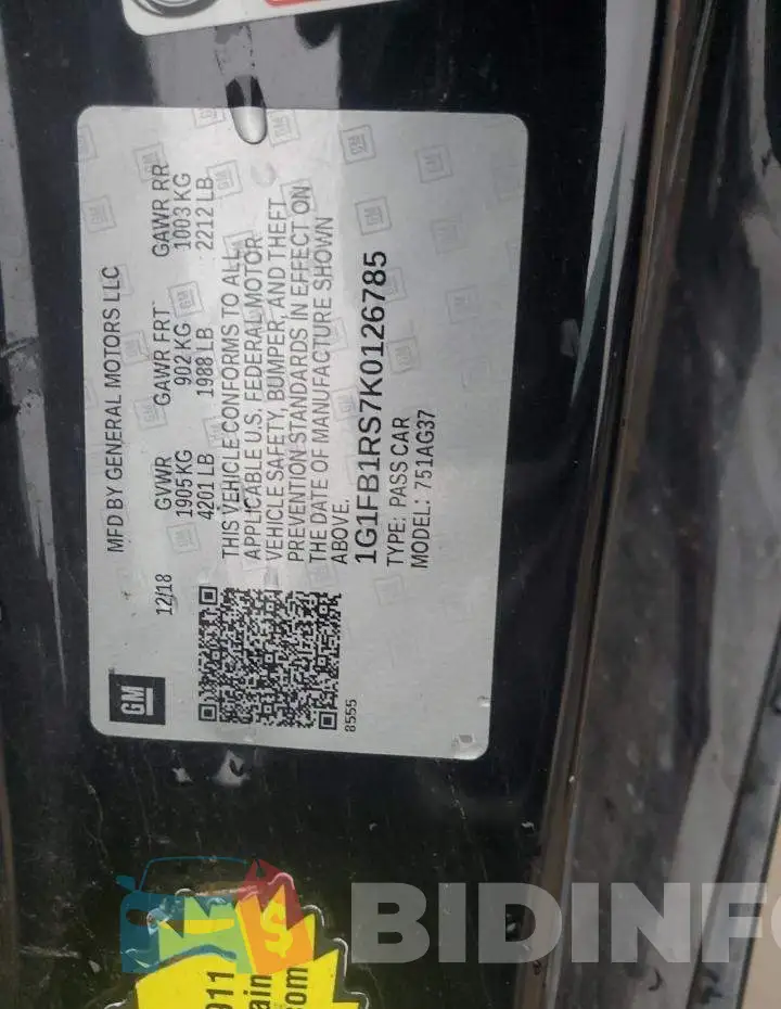 1G1FB1RS7K0126785 Photo# 12