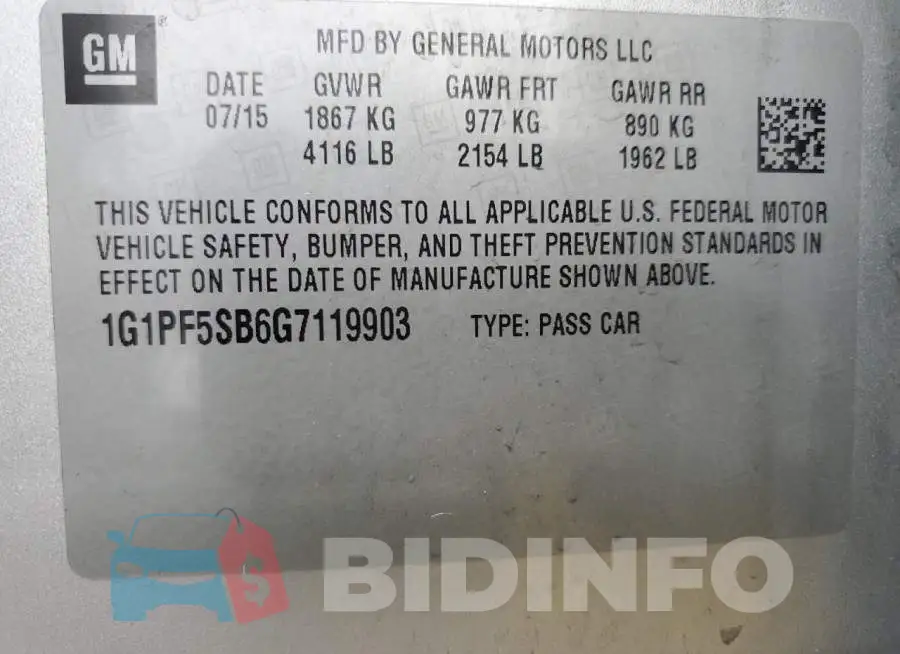 1G1PF5SB6G7119903 Photo# 12