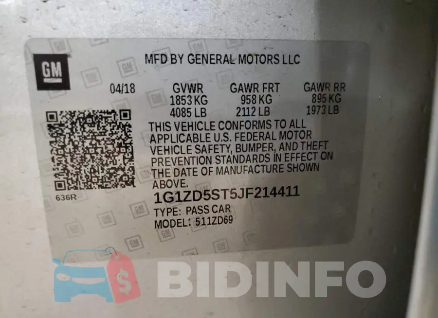 1G1ZD5ST5JF214411 Photo# 13