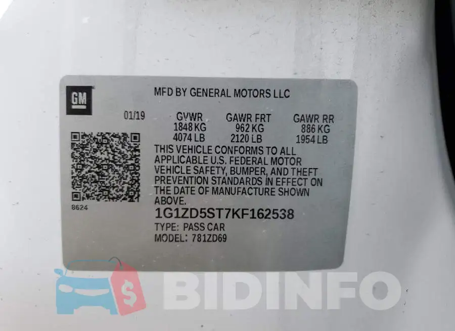 1G1ZD5ST7KF162538 Photo# 13