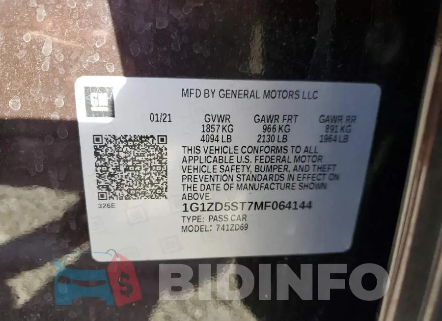 1G1ZD5ST7MF064144 Photo# 12