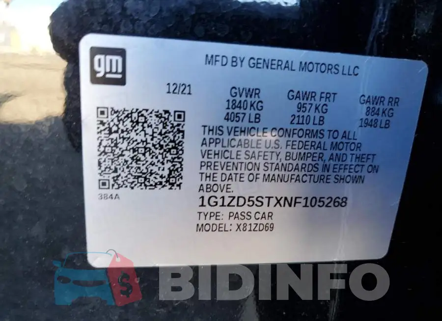 1G1ZD5STXNF105268 Photo# 12