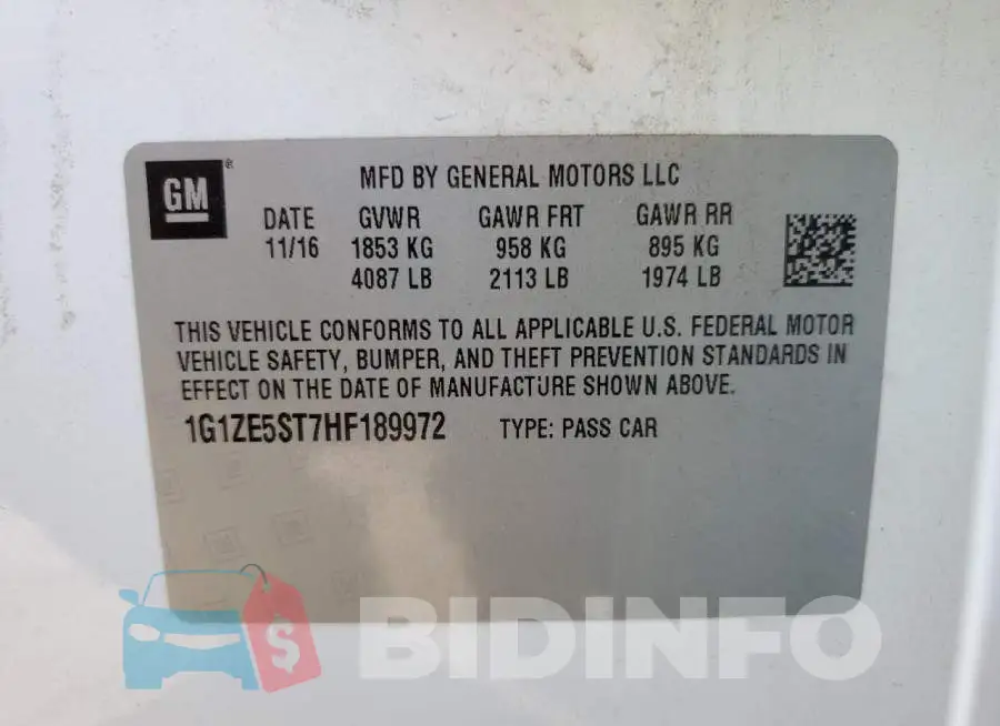1G1ZE5ST7HF189972 Photo# 13