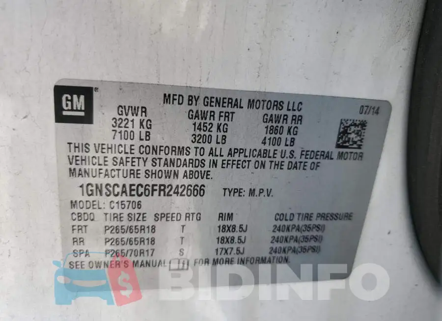 1GNSCAEC6FR242666 Photo# 14