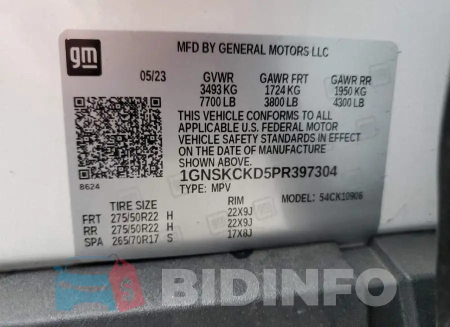 1GNSKCKD5PR397304 Photo# 13