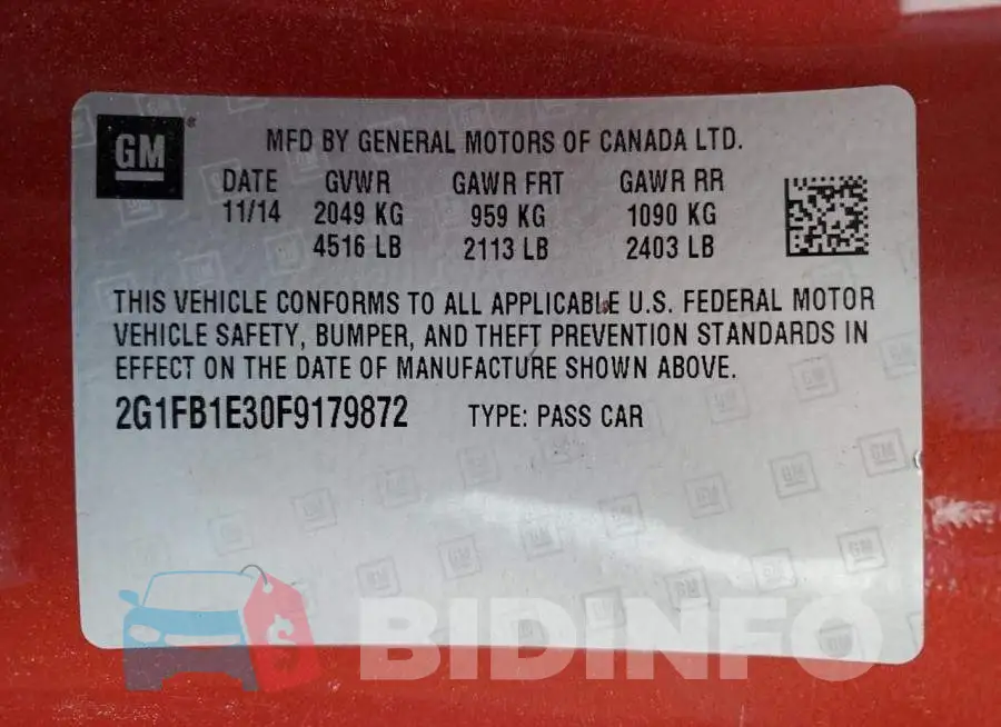 2G1FB1E30F9179872 Photo# 13