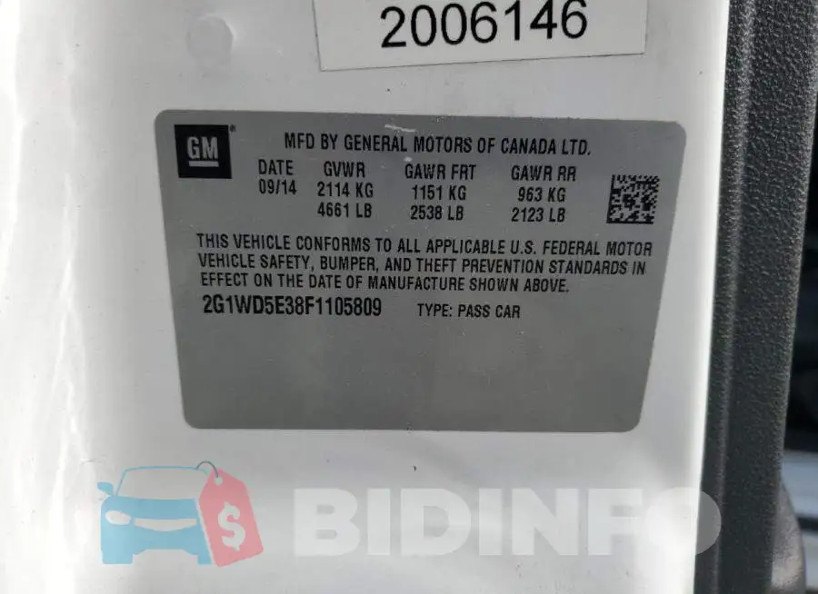 2G1WD5E38F1105809 Photo# 12