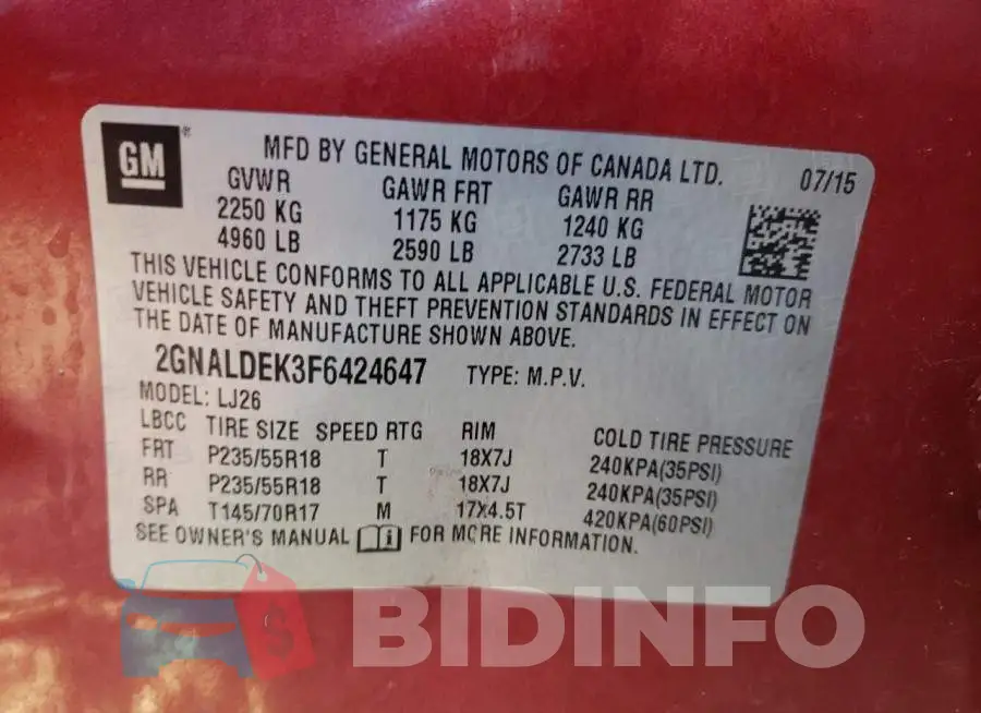 2GNALDEK3F6424647 Photo# 13