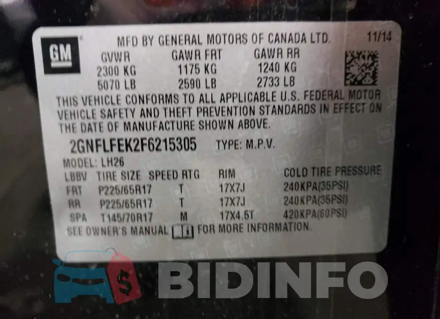 2GNFLFEK2F6215305 Photo# 14