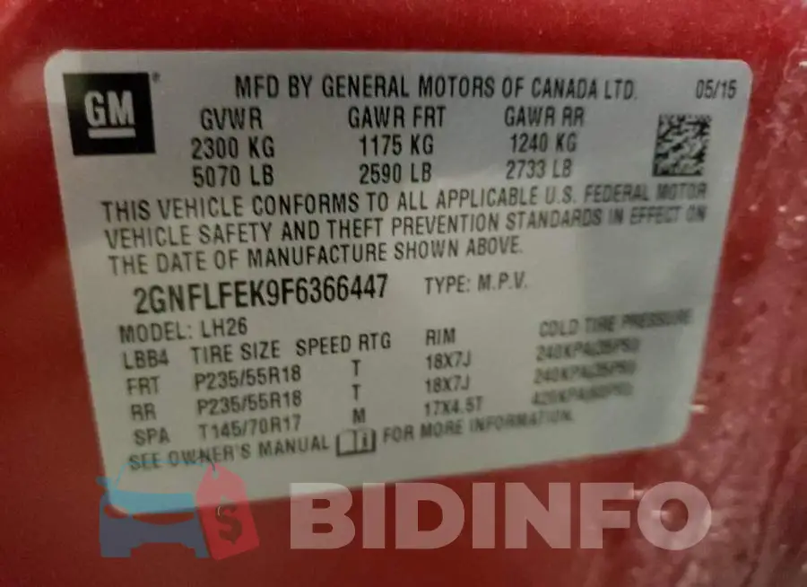 2GNFLFEK9F6366447 Photo# 13