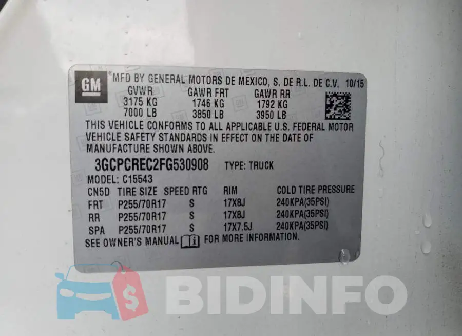 3GCPCREC2FG530908 Photo# 12