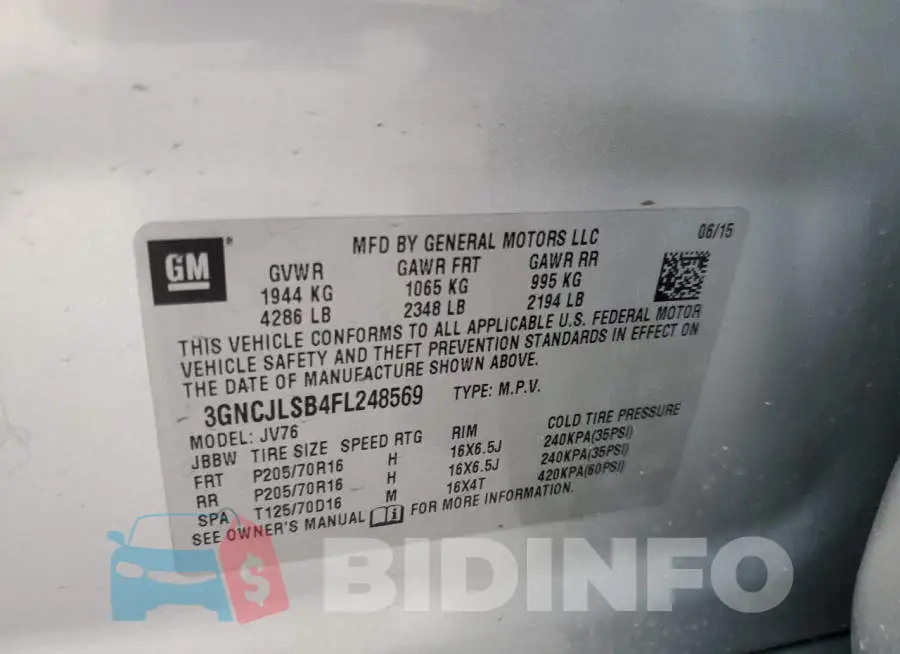 3GNCJLSB4FL248569 Photo# 12