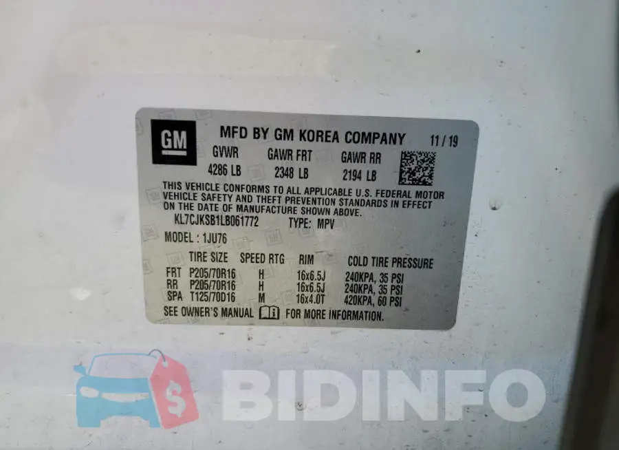 KL7CJKSB1LB061772 Photo# 13
